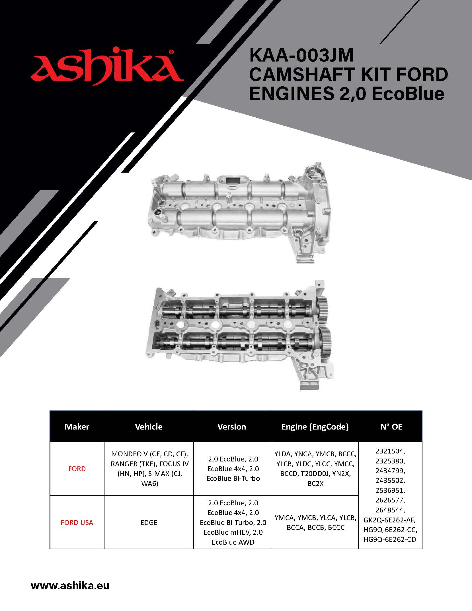 Camshaft Kit for Ford 2,0 EcoBlue.